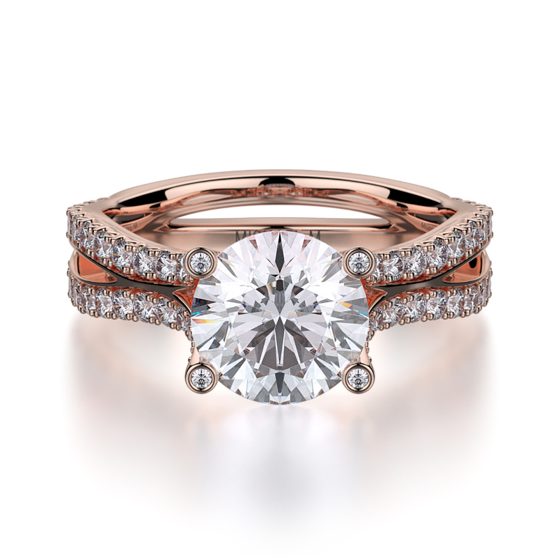R612-1.5 Monaco Rose Gold Round Engagement Ring 1