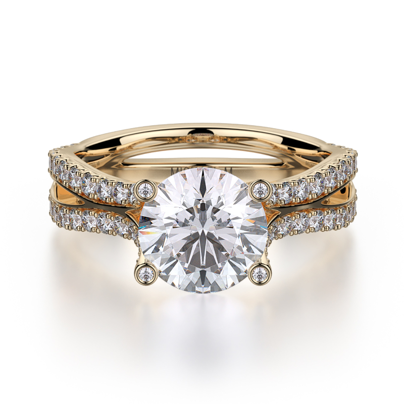 R612-2 Monaco Yellow Gold Round Engagement Ring 1.75