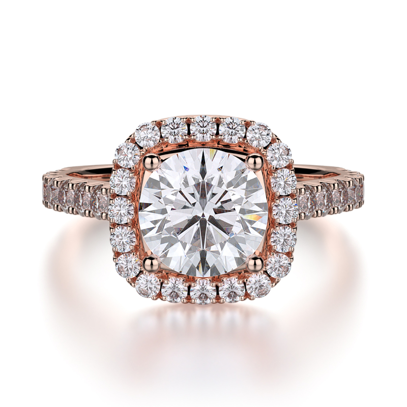R615-1.5 Monaco Rose Gold Round Engagement Ring 1.25