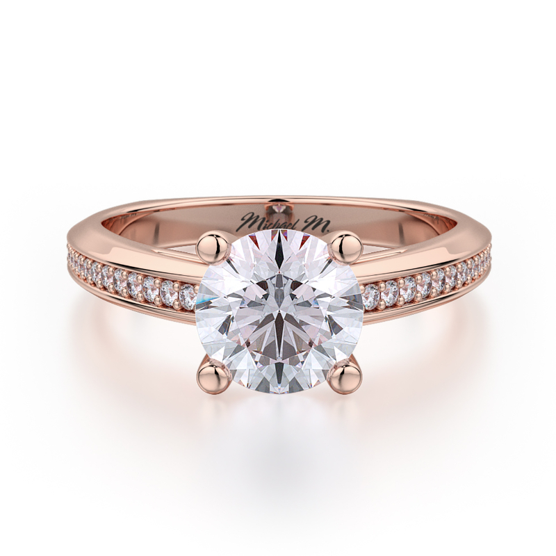 R650-1 M Rose Gold Round Engagement Ring 0.75