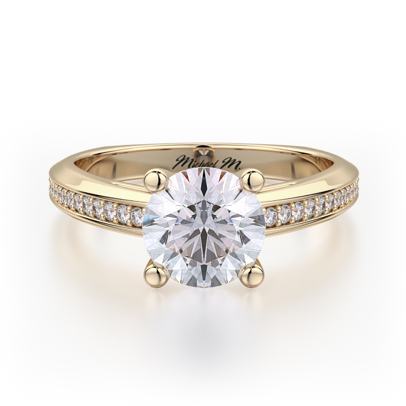 R650-1 M Yellow Gold Round Engagement Ring 0.75