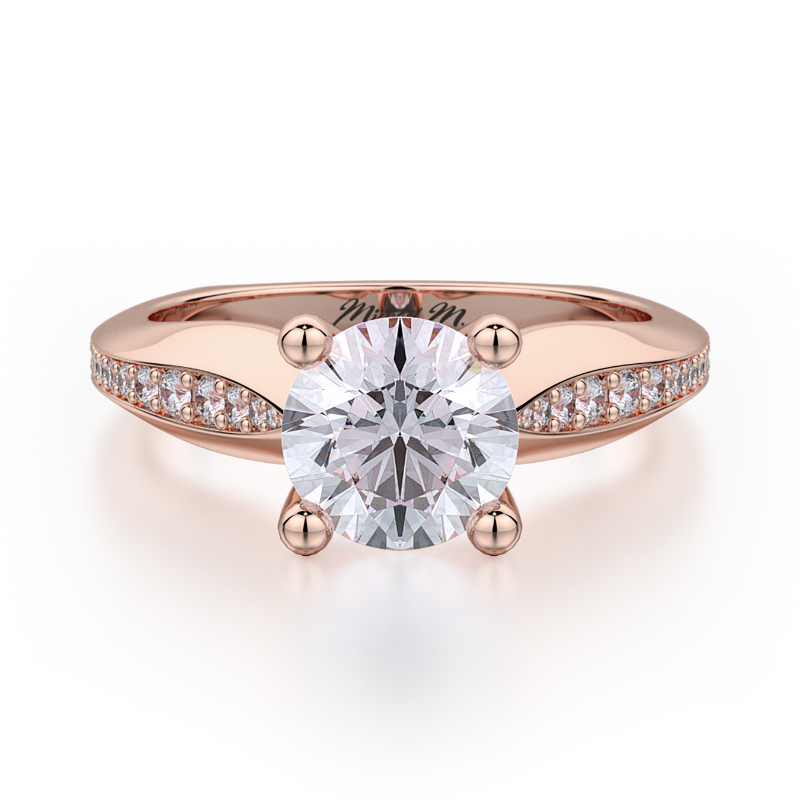R651-1 M Rose Gold Round Engagement Ring 0.75