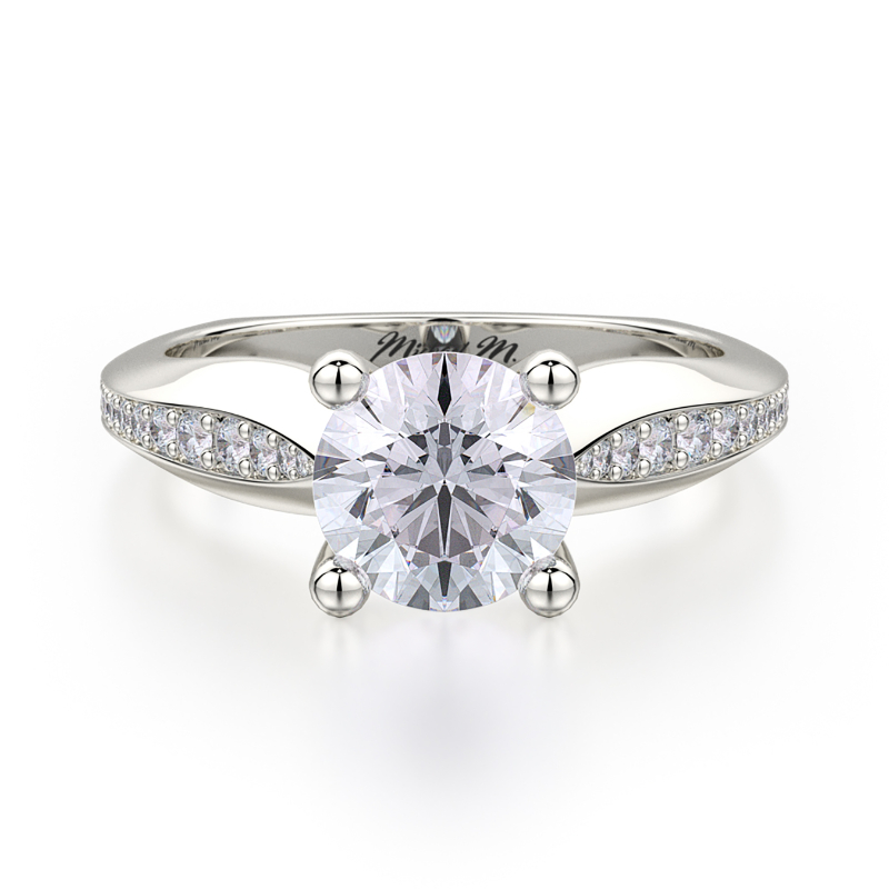 R651-1 M White Gold Round Engagement Ring 0.75