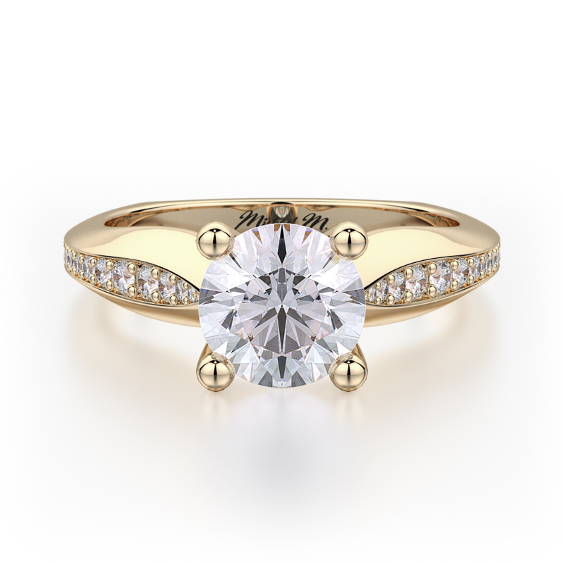 R651-1 M Yellow Gold Round Engagement Ring 0.75