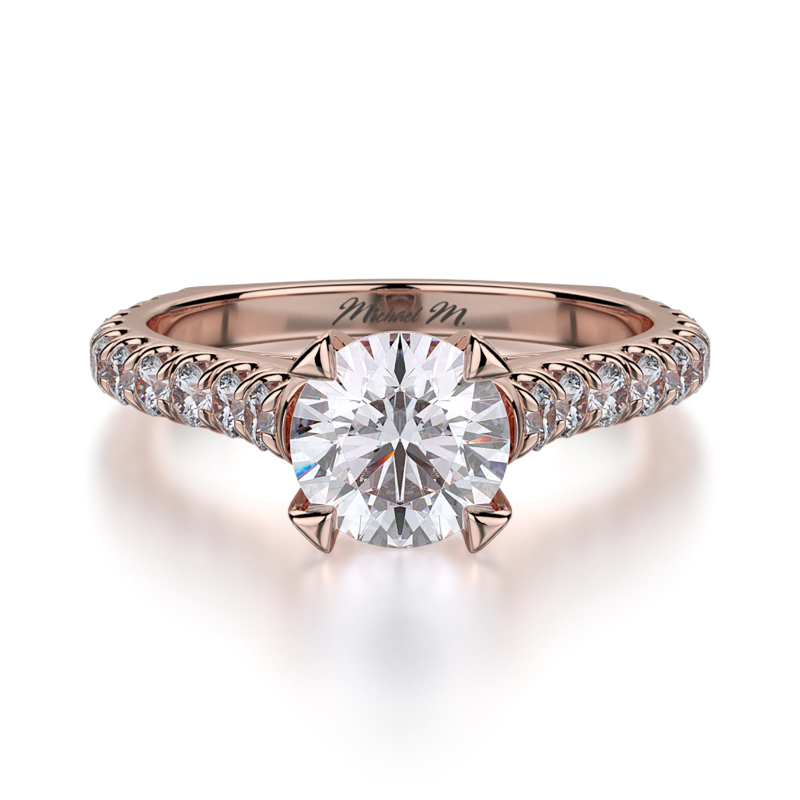 R655S-1 Stella Rose Gold Round Engagement Ring 0.75