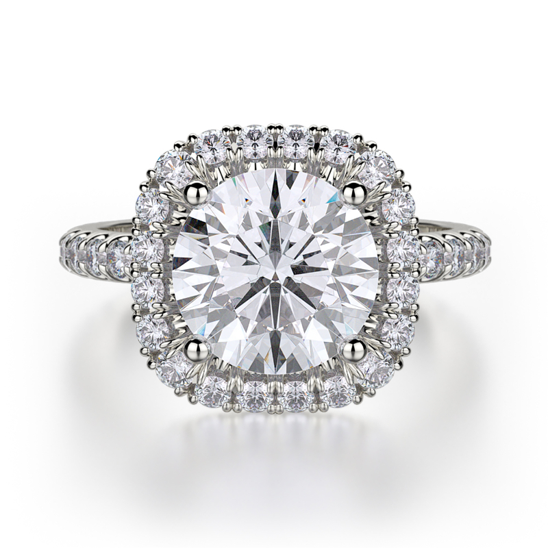 R660-1 Europa White Gold Round Engagement Ring 0.75