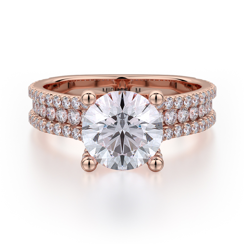 R671-1.5 Strada Rose Gold Round Engagement Ring 1.25