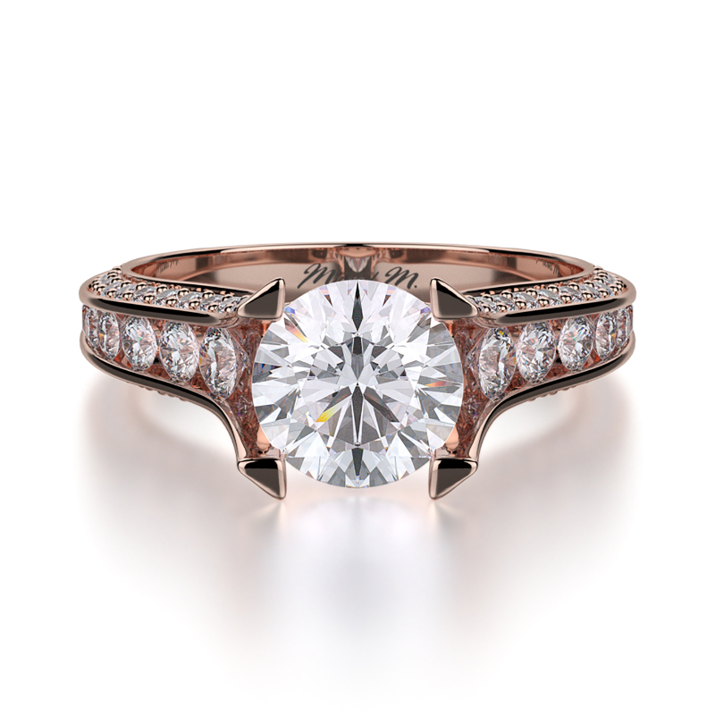 R678-1.5 Strada Rose Gold Round Engagement Ring 1.25
