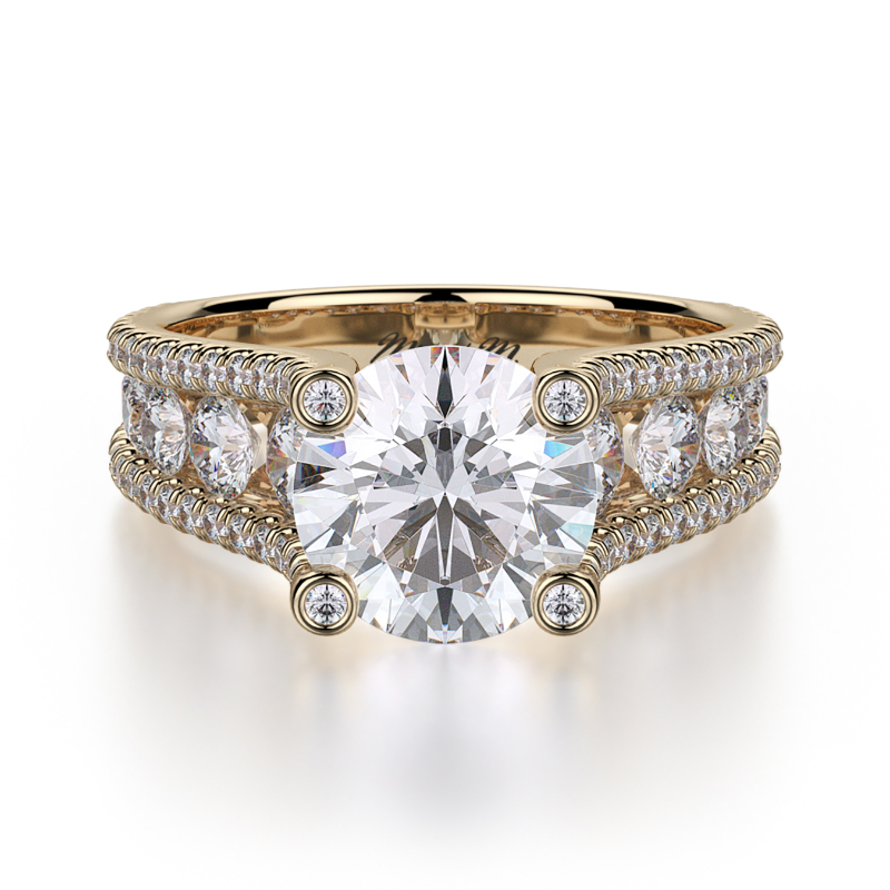 R679-2 Strada Yellow Gold Round Engagement Ring 1