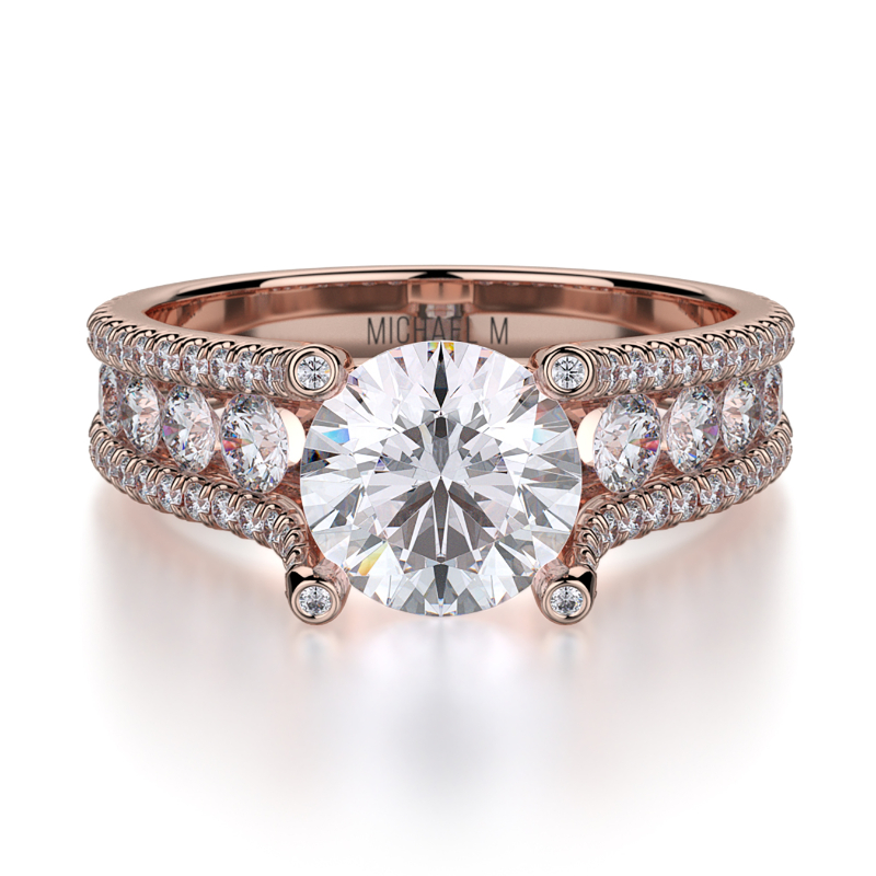 R679S-1.5 Strada Rose Gold Round Engagement Ring 1.25