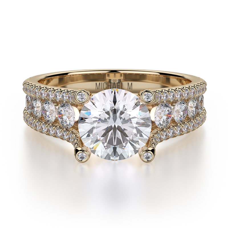 R679S-1.5 Strada Yellow Gold Round Engagement Ring 1.25