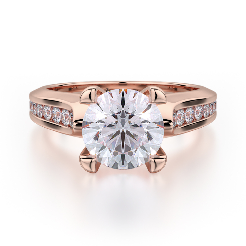 R684-1.5 Strada Rose Gold Round Engagement Ring 1.25
