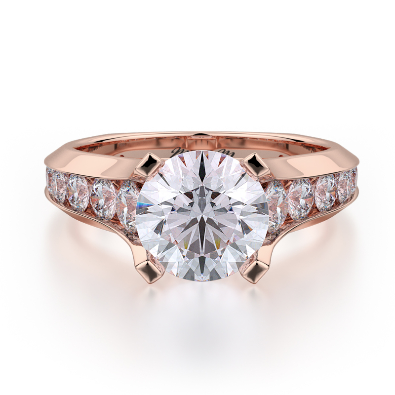 R687-2 Strada Rose Gold Round Engagement Ring 1.75