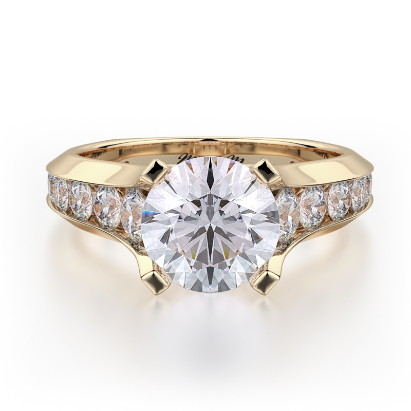 R687-2 Strada Yellow Gold Round Engagement Ring 1.75
