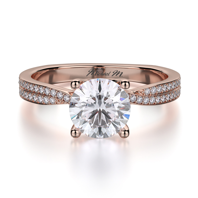 R694-1 Love Rose Gold Round Engagement Ring 0.75