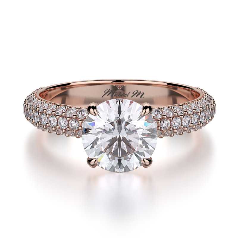 R699-1.5 Crown Rose Gold Round Engagement Ring 1.25