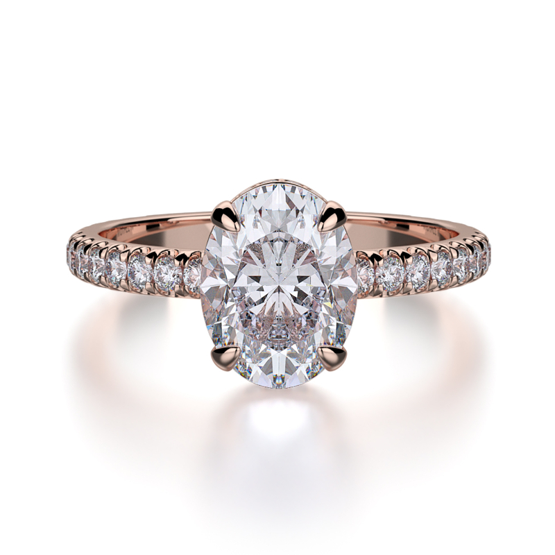 R715-2 Crown Rose Gold Oval Cut Engagement Ring 1.75