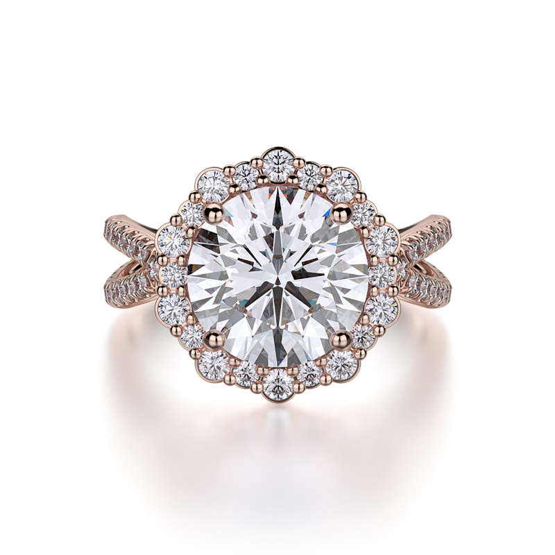 R740-2 DEFINED Rose Gold Round Engagement Ring 1.75