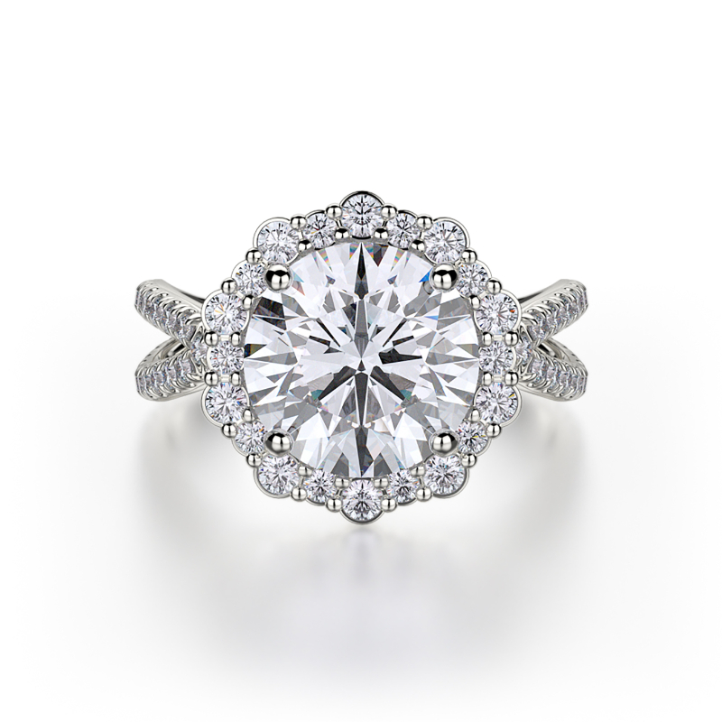 R740-2 DEFINED White Gold Round Engagement Ring 1.75