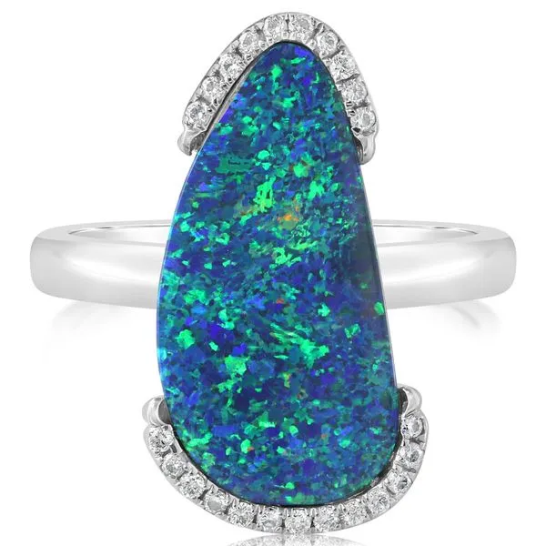 White Gold Opal Doublet Ring