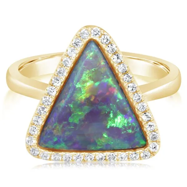 Yellow Gold Black Opal Ring