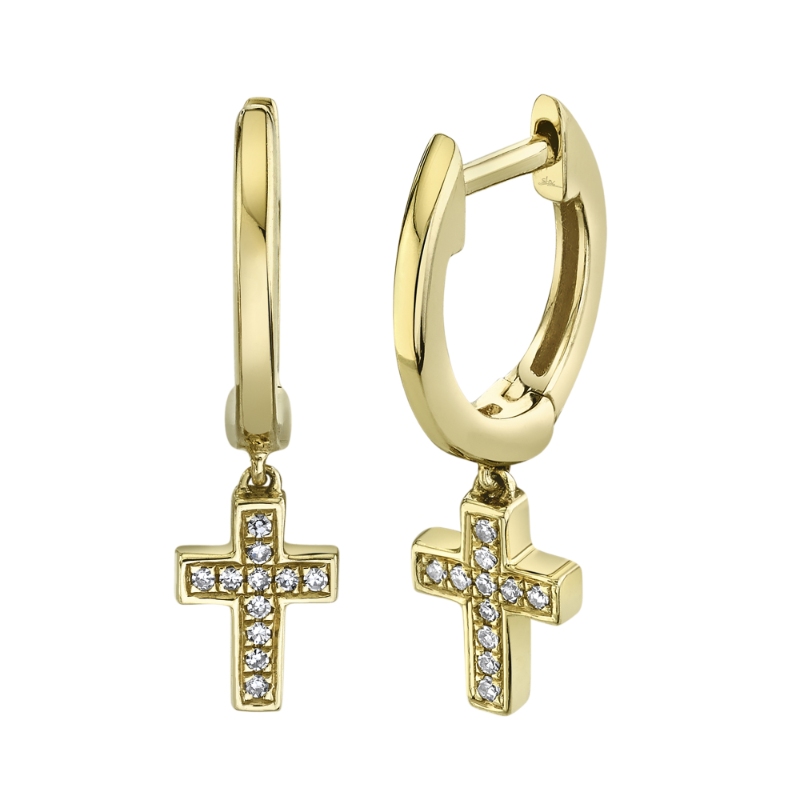 SC22007660 Kate 0.04CT Diamond Cross Huggie Earrings