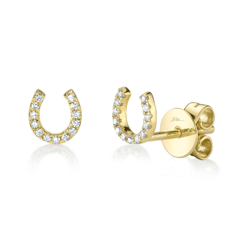 SC55002890 Kate 0.06CT Diamond and Yellow Gold Horseshoe Studs