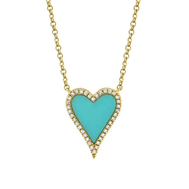 SC55003629 Kate 0.09CT Diamond and Turquoise Heart Necklace