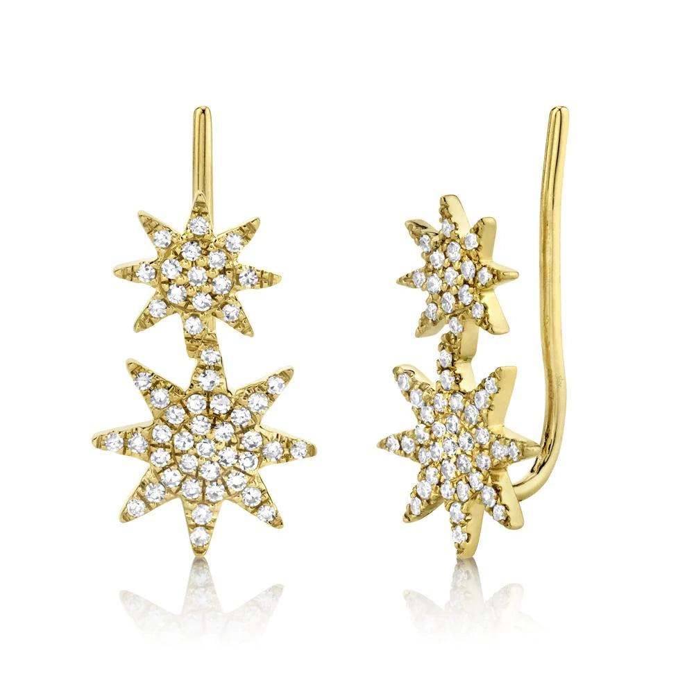 0.22ctw Diamond Pave Star Ear Crawler Earring