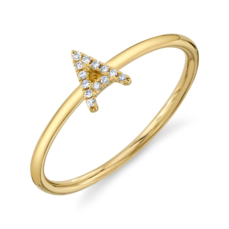 SC55005348-A Shy Creation Yellow Gold Diamond Initial Ring - Letter A
