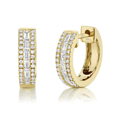 0.34ctw Diamond Baguette Huggie Earring