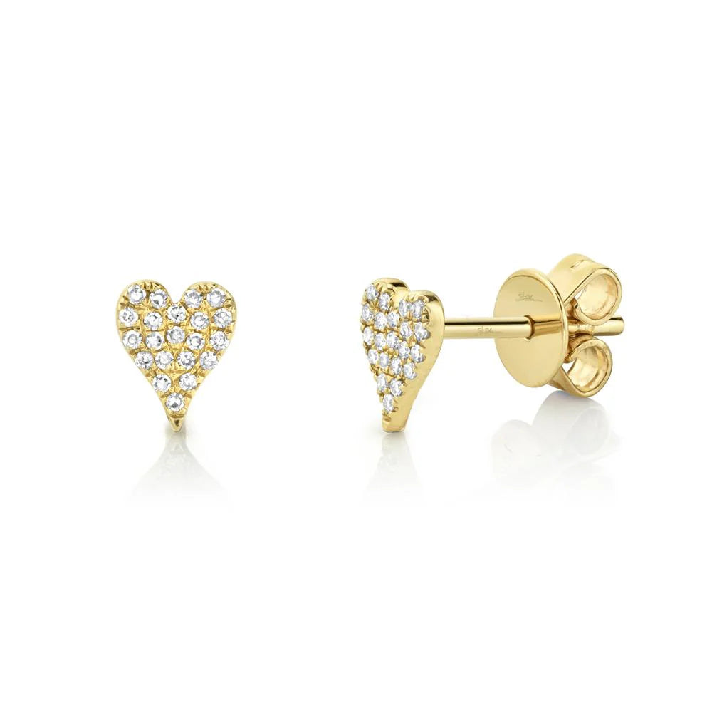 Diamond Pave Heart Stud Earrings