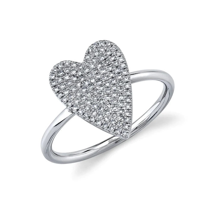 14K WHITE GOLD DIAMOND PAVE HEART .26CT
