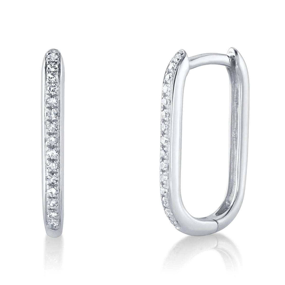 14KW.08CT DIAMOND OVAL HOOP EARRINGS