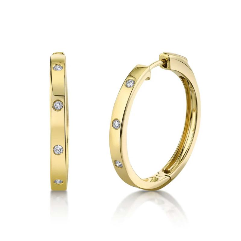 SC55020226 Kate 0.15CT Diamond Yellow Gold Hoop Earrings