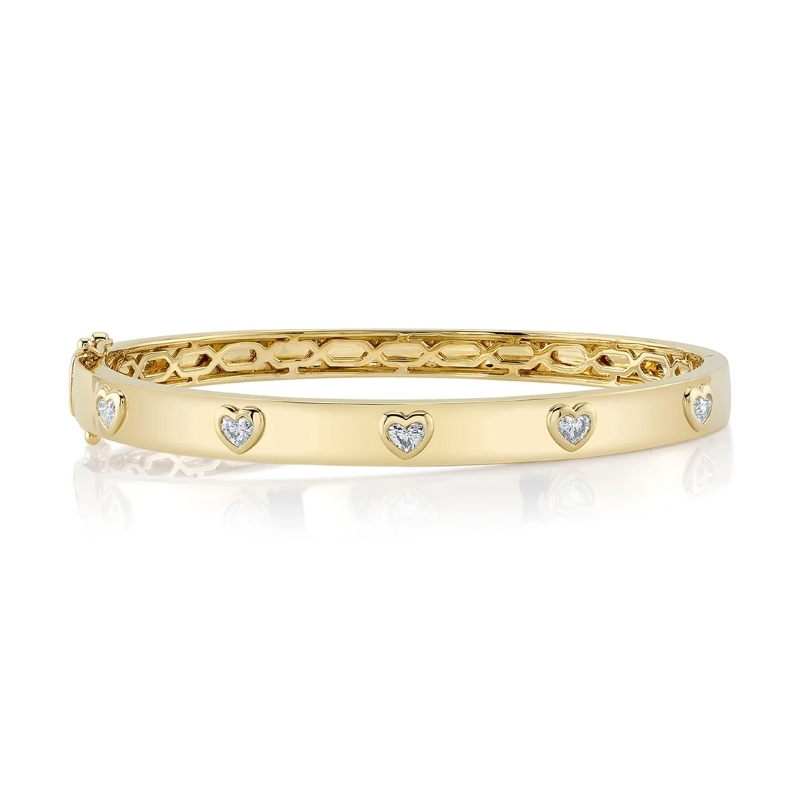 0.53ct Diamond Heart Bezel Bangle