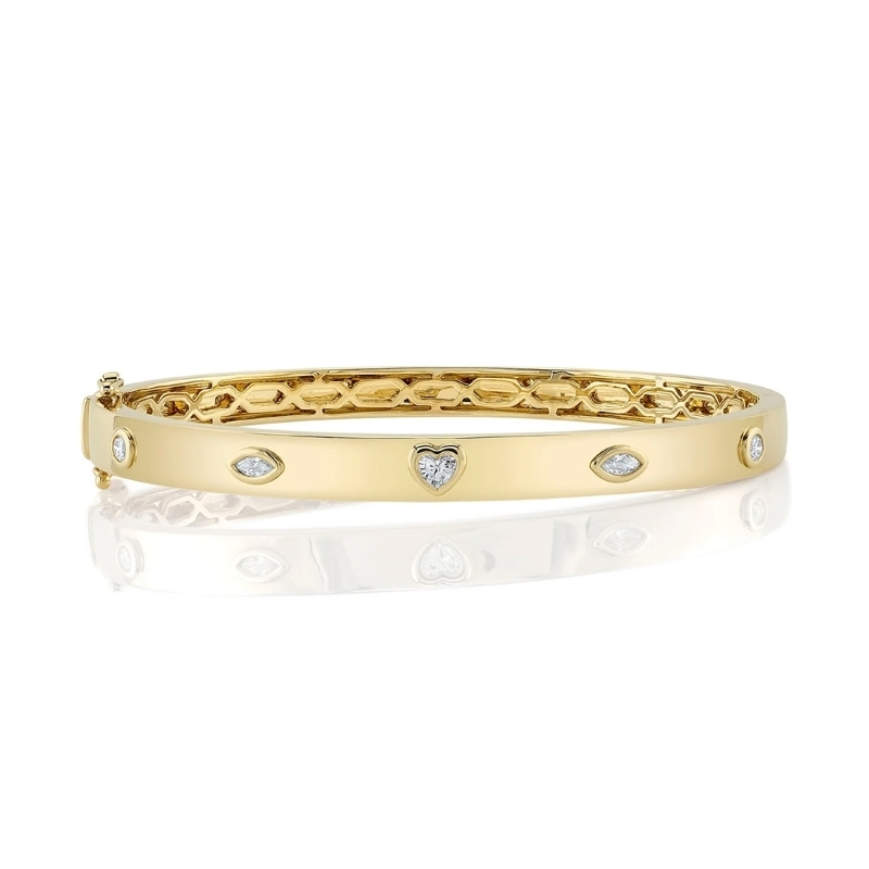 0.35ct Diamond Heart Marquise Bezel Bangle