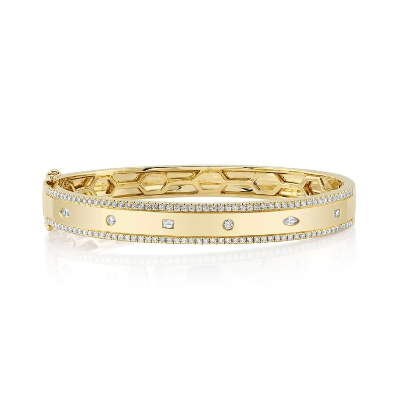 1.08ct Diamond Baguette Marquise Bangle