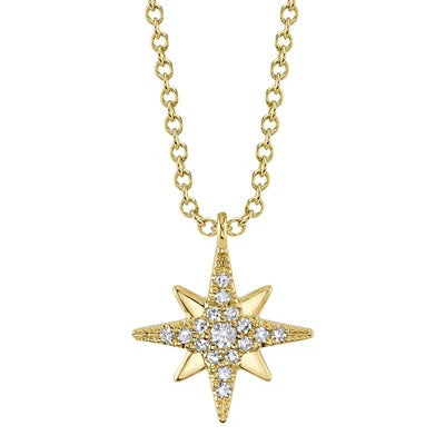 14K GOLD AND DIAMOND NORTH STAR NECKLACE