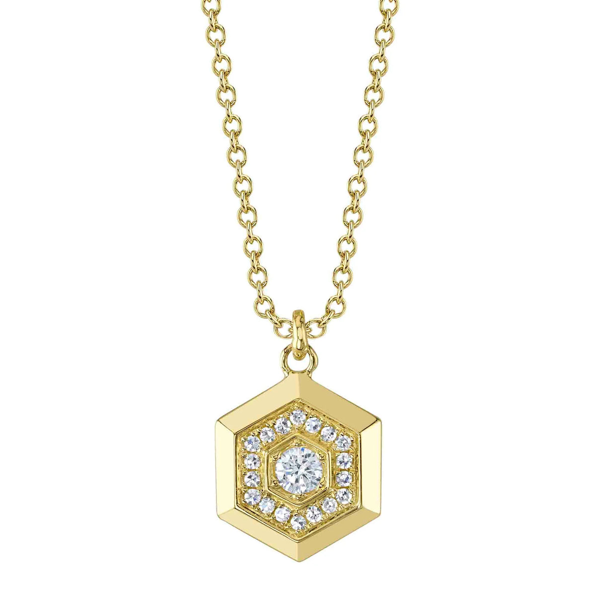 14K YELLOW GOLD AND DIAMOND GEO CUT NECKLACE