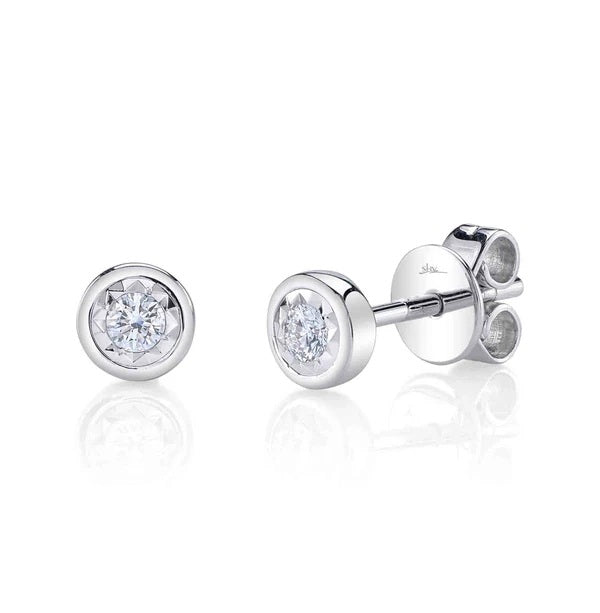 14K WHITE GOLD BEZEL-SET DIAMOND STUDS