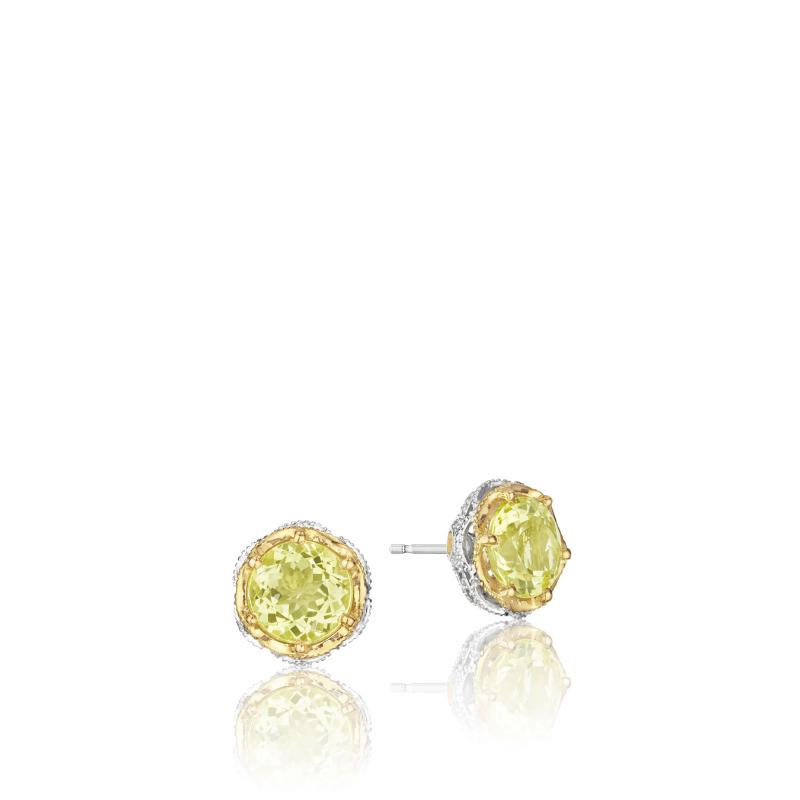 SE105Y07 Color Medley Silver and Yellow Gold Lemon Quartz Stud Earrings