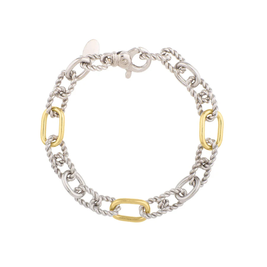 Phillip Gavriel Silver & 18K Gold Paperclip Link Italian Cable Bracelet