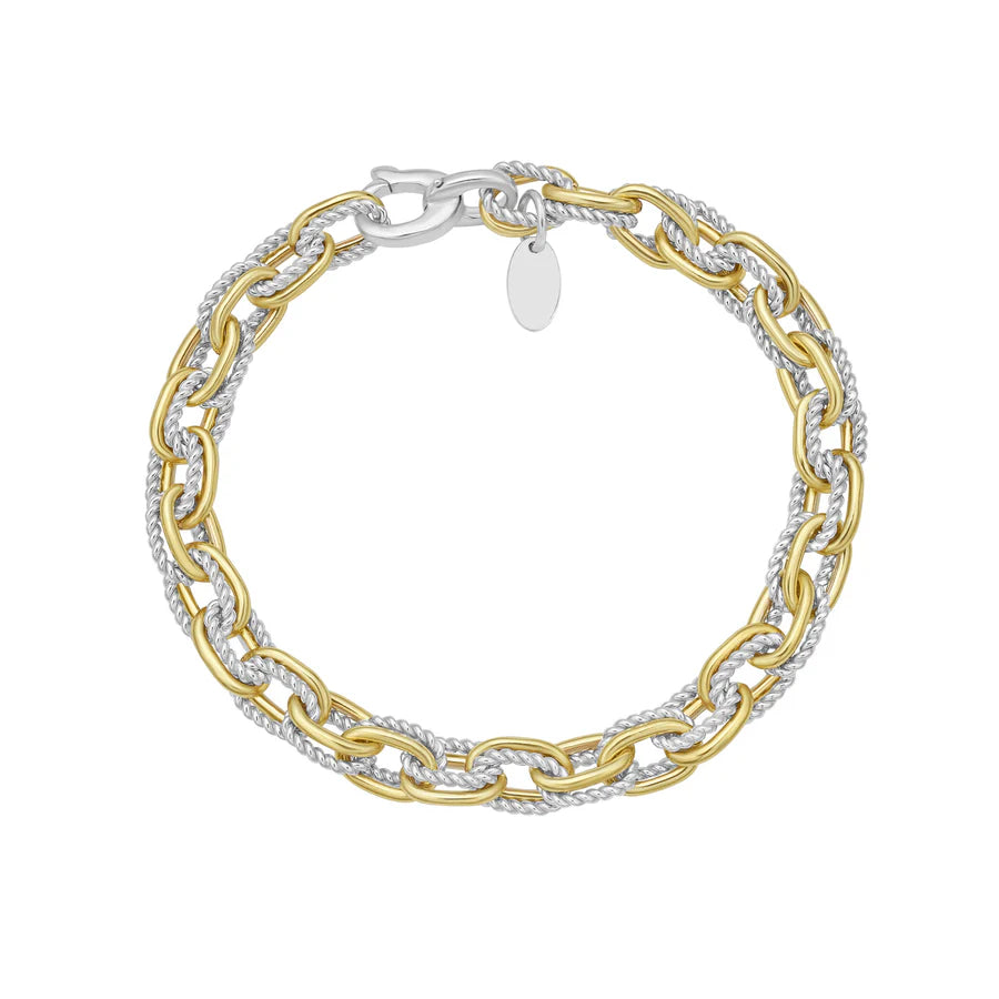 Phillip Gavriel Silver & 18kt Gold Double Small Paperclip Link Bracelet