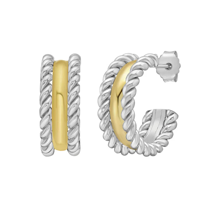 Phillip Gavriel Silver & 18K Gold Large Siena Twist Hoops