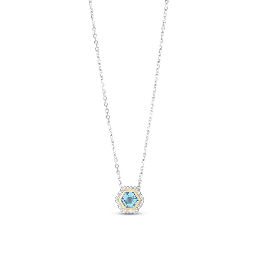 Phillip Gavriel Silver & 18K Gold Prosecco Blue Topaz Hexagon Necklace