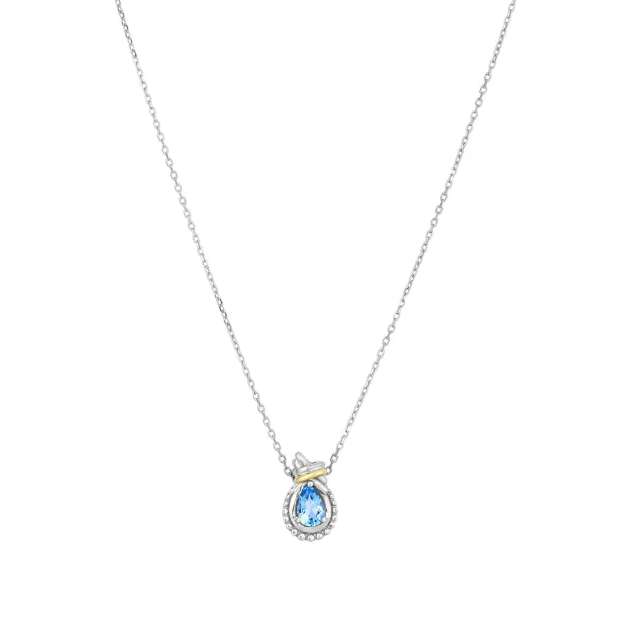 Phillip Gavriel Silver & 18K Gold Prosecco Love Knot Blue Topaz Necklace