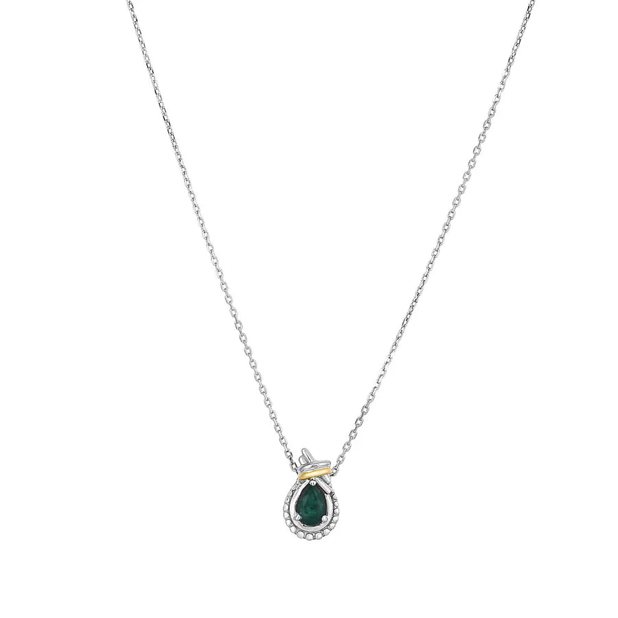 Phillip Gavriel Silver & 18K Gold Prosecco Love Knot Emerald Necklace