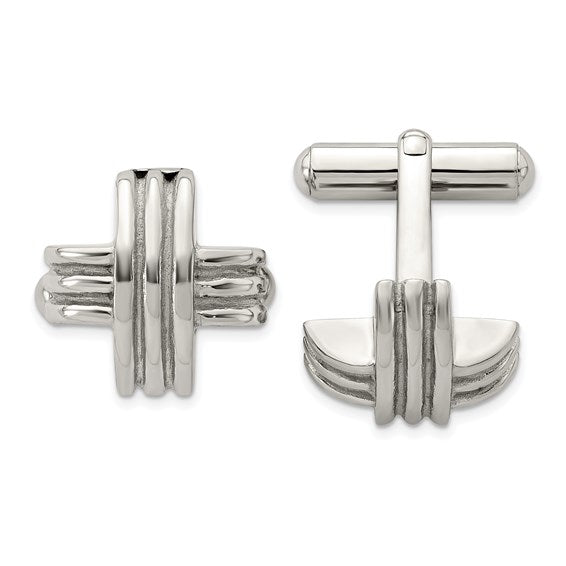 Stainless Steel Fancy X Cufflinks