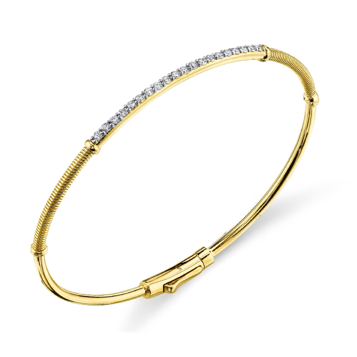 Sloane Street 18k Yellow Gold Diamond Bar & Strie Bracelet - SS-B025E-WDCB-Y